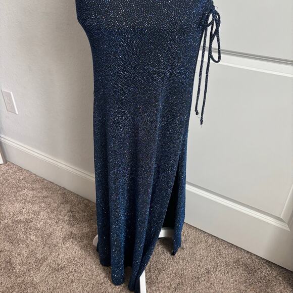 VTG City Triangles Sparkly Maxi Bodycon Formal Gown M One Shoulder Prom Y2K - Picture 5 of 12